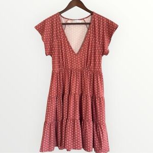 Urban Outfitters Julia Ruffle Mini Dress in Red Size Small